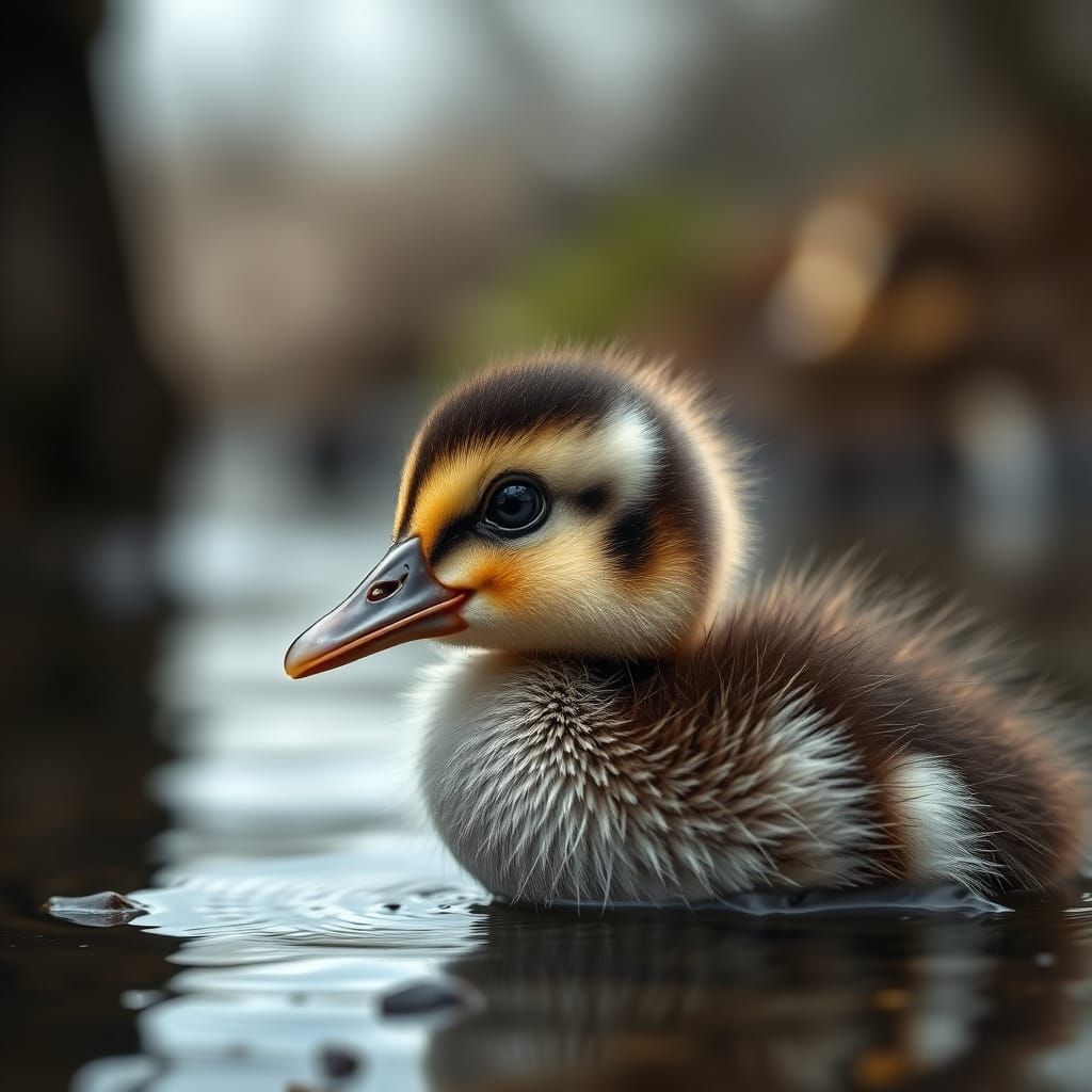 Hyperrealistic Cute Duckling Portrait