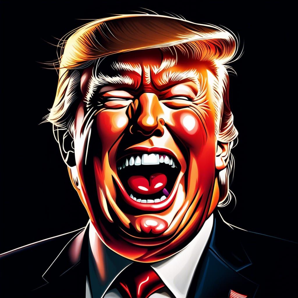 Realistic Photo of Grinning Face with Red Lipstick