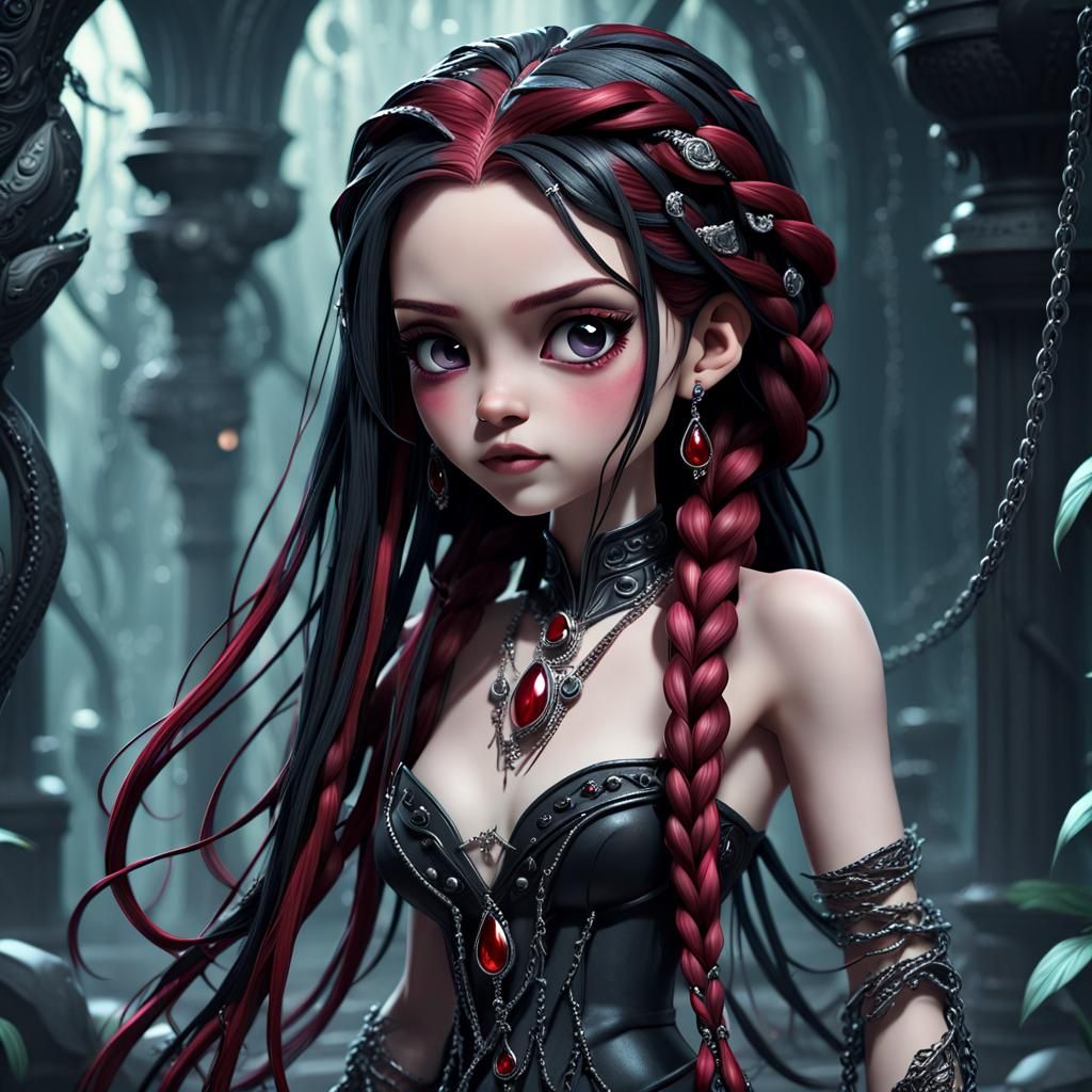 Chibi Fantasy Character in Biopunk Style