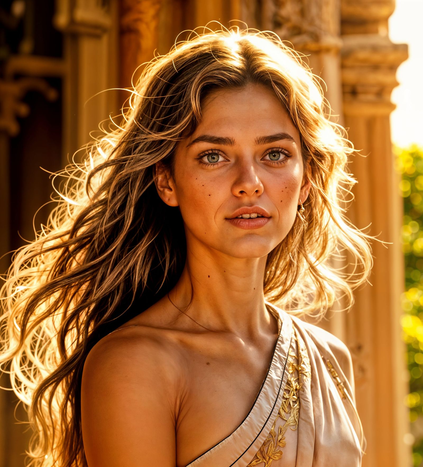 Beautiful Woman Wielding a Lightning Sword