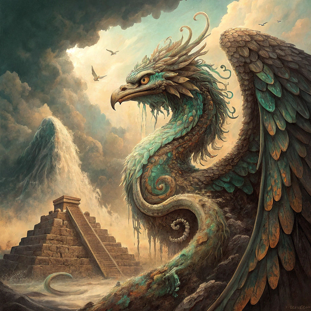 Surreal Quetzalcoatl in Melting Oil on Canvas