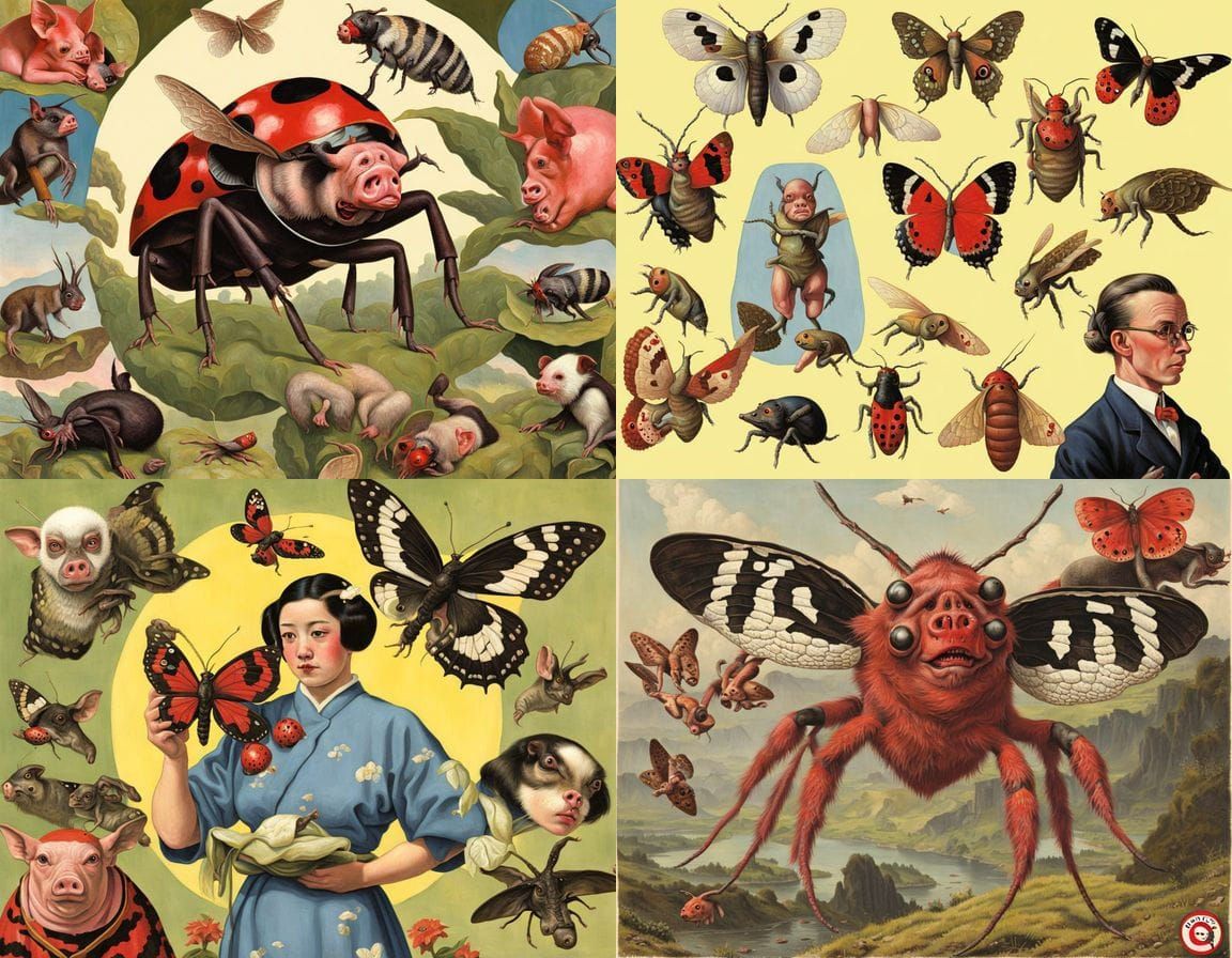 Vintage-Inspired Mutant Creatures in Whimsical Disguise