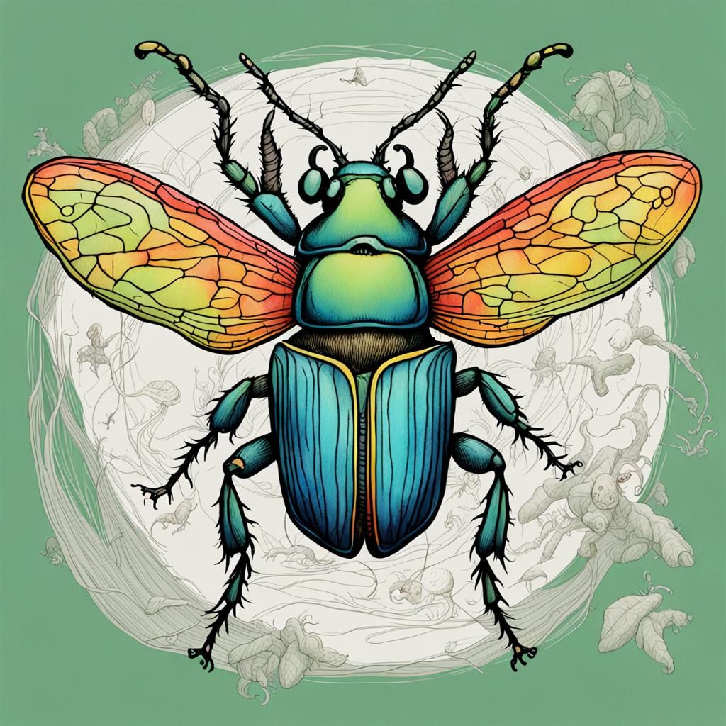 Colorful Beetle Sketch Art