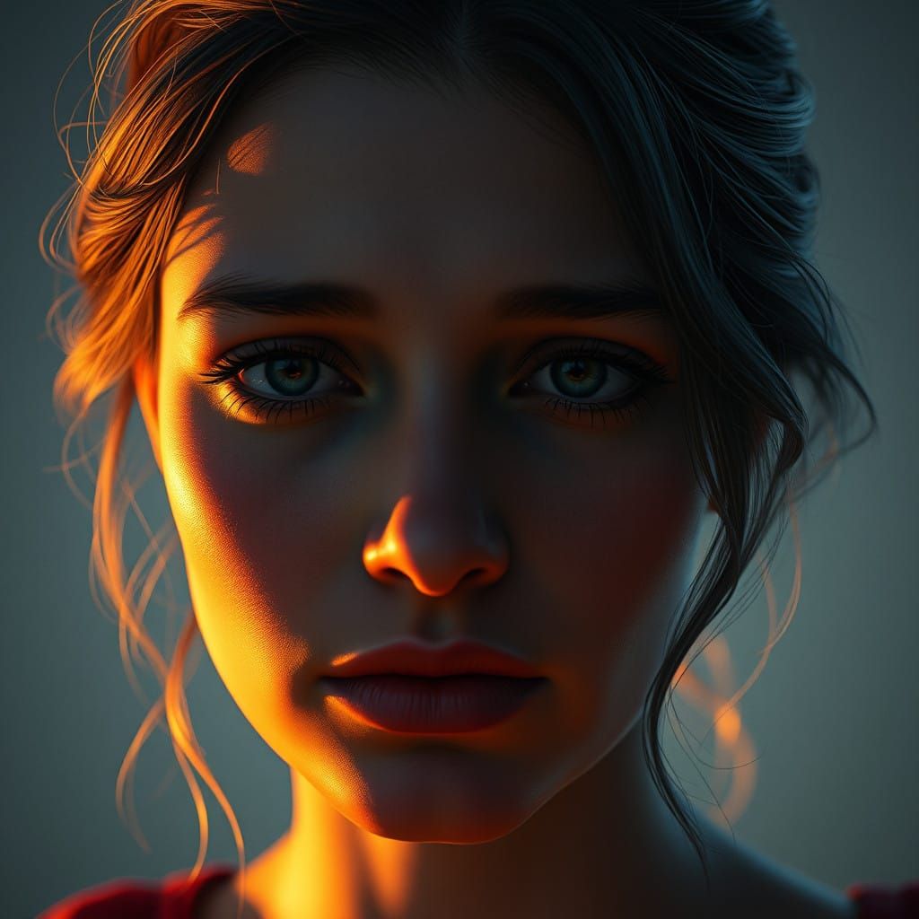 Wistful Portrait of a Woman in Evening Light