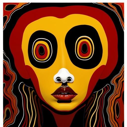 Surreal Faces in Abstract Aboriginal Oil Painting