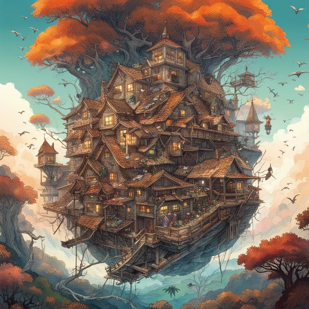 Tree and Moon in Glass Orb: Double Exposure Art