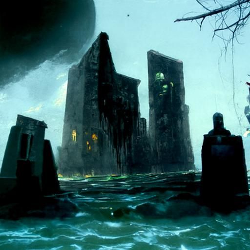 Sinister Underwater City in Ruins