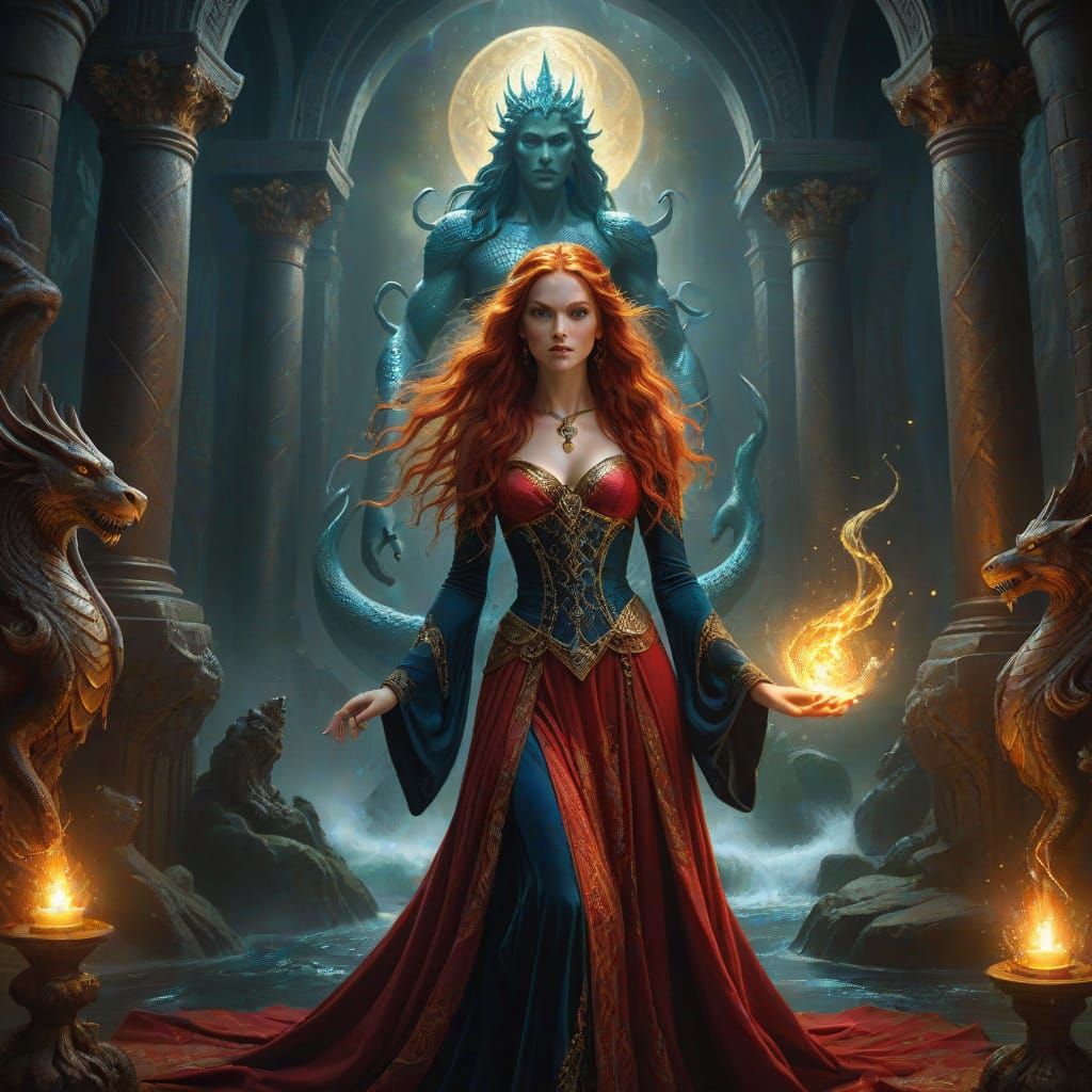 Dark Fantasy Sorceress in Mystic Splendor