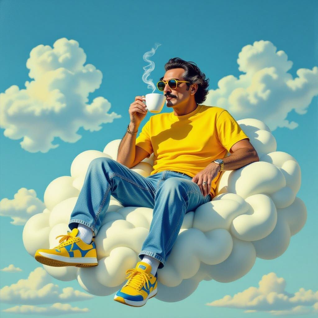Surreal Cloud Coffee: A Salvador Dali Inspired Scene