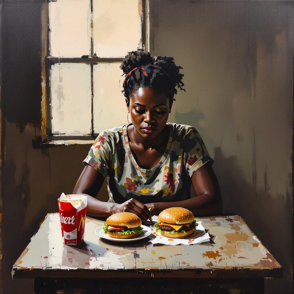 South African Township Scene in Expressive Style