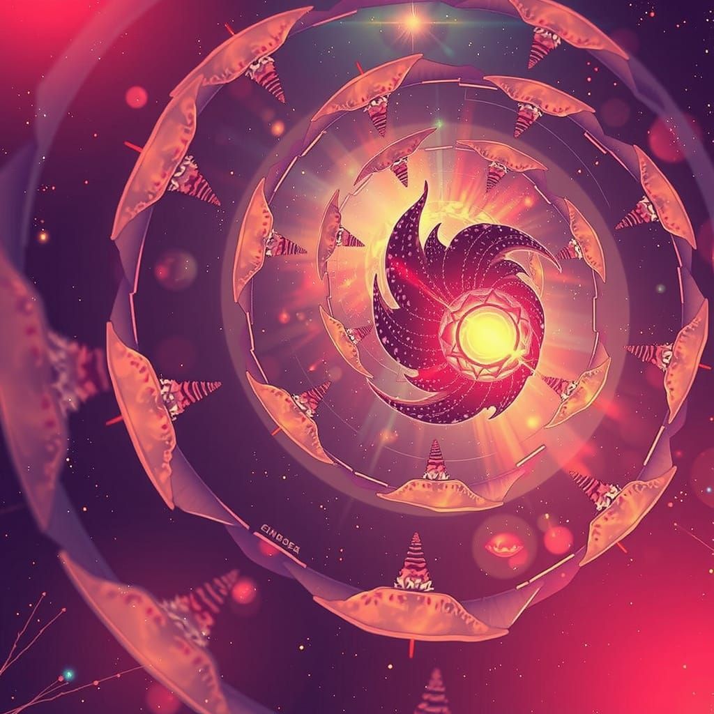 Cosmic Spiral Blossom Unfurls in Golden Light