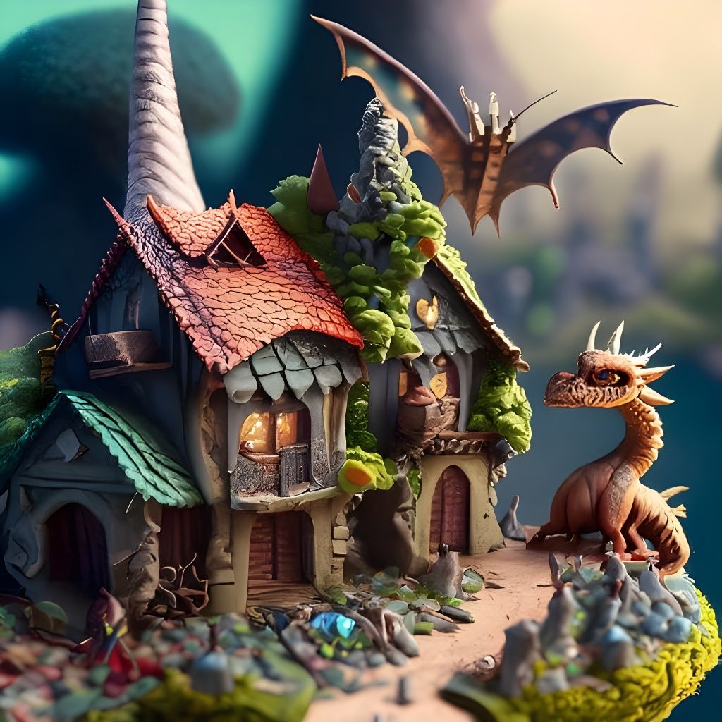 Miniature Fantasy Wonderland with Dragons