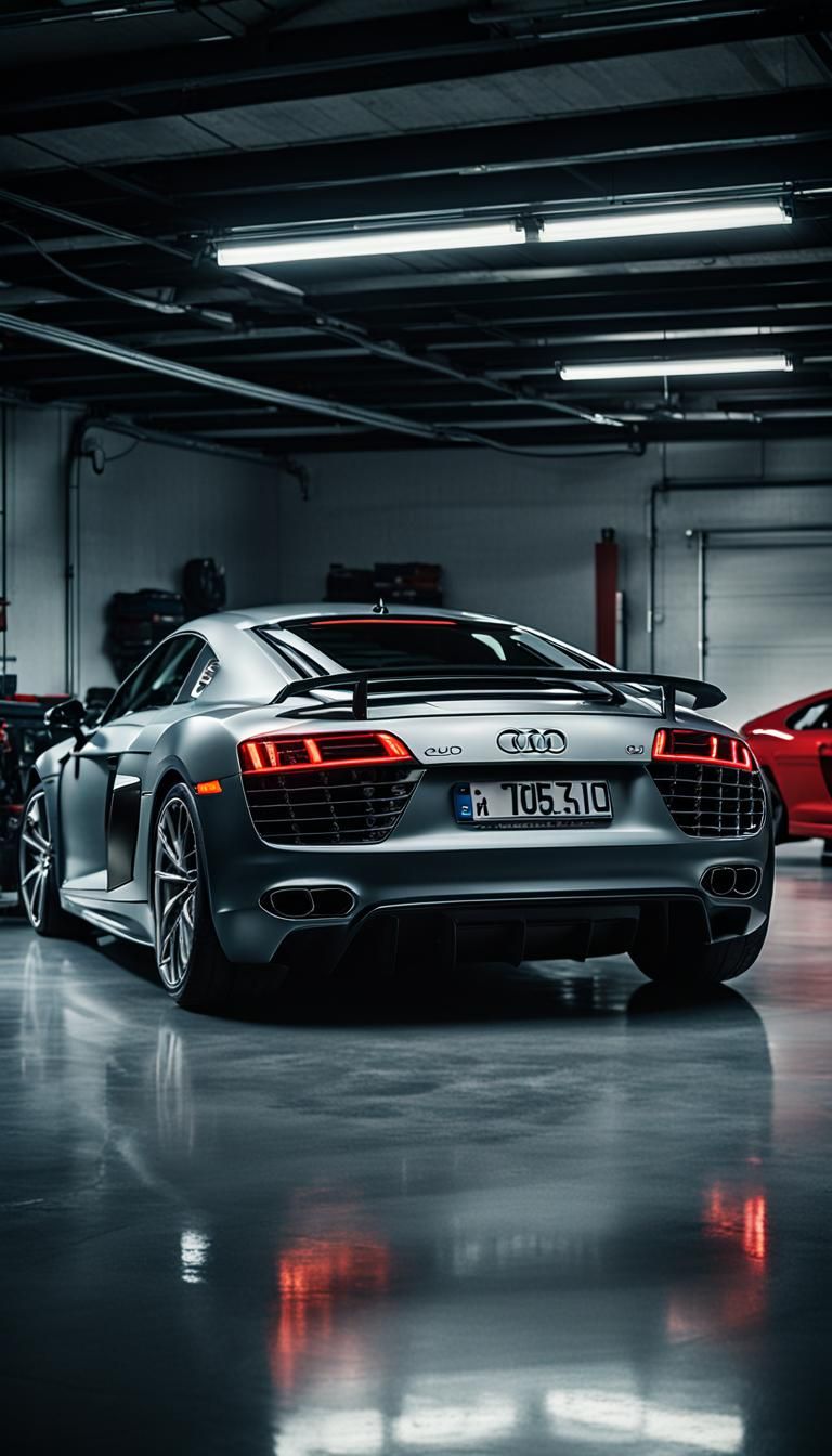 Audi R8 in Empty Garage: Cinematic Car Photography
