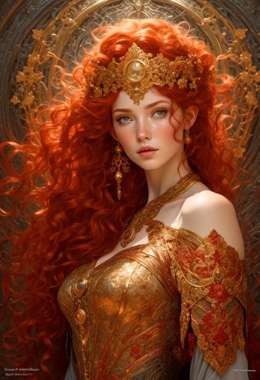 Red-Haired Goddess in Rococo Style