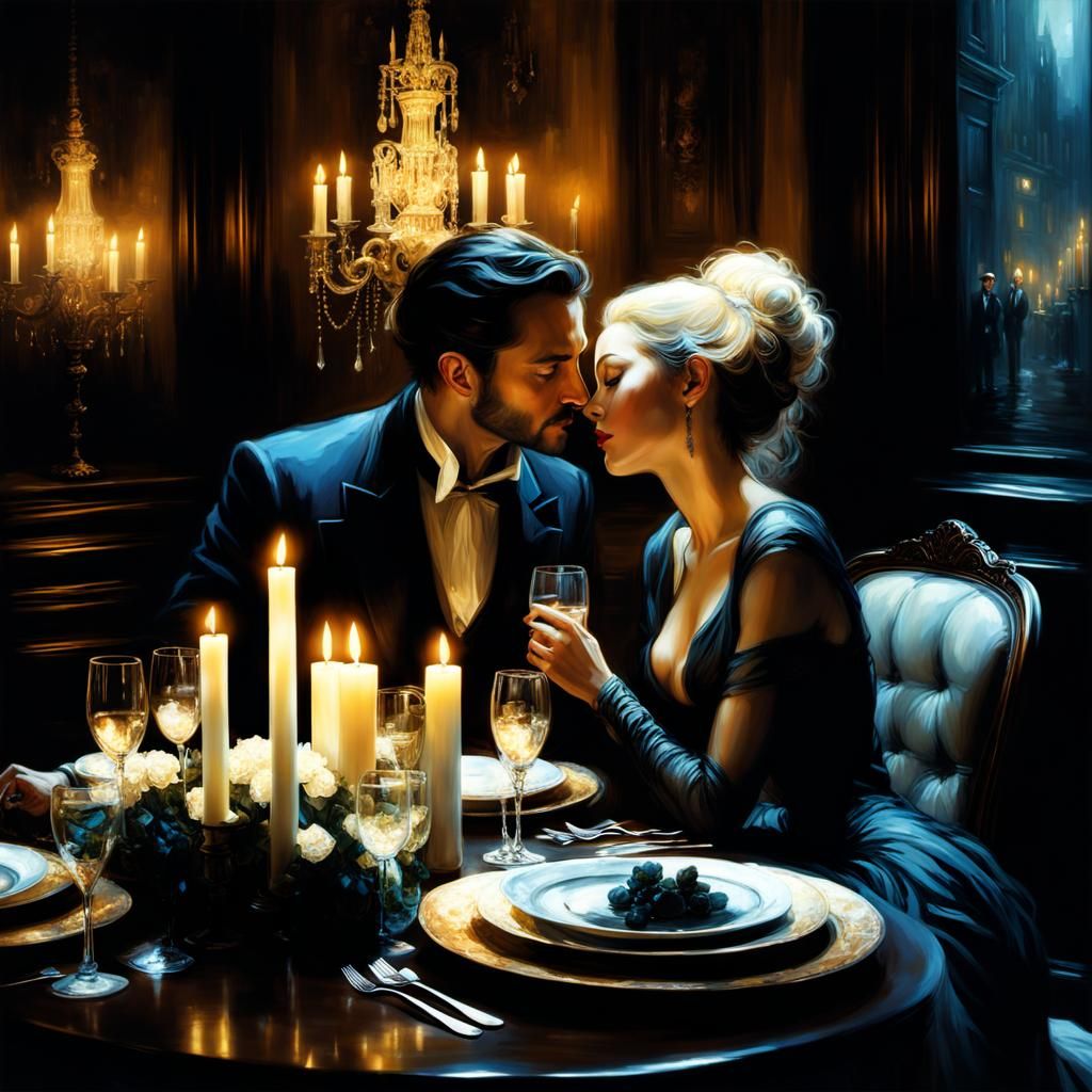 Romantic Candlelit Dinner and a Kiss