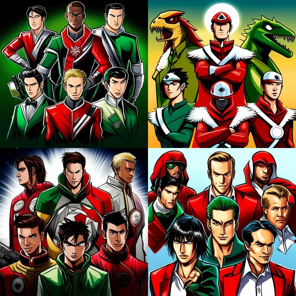 Power Rangers Comic Collage in Smokey Green