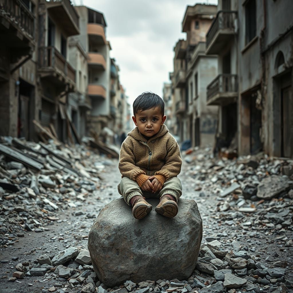 A Young Child's Sorrow Amidst Gaza's Ruin
