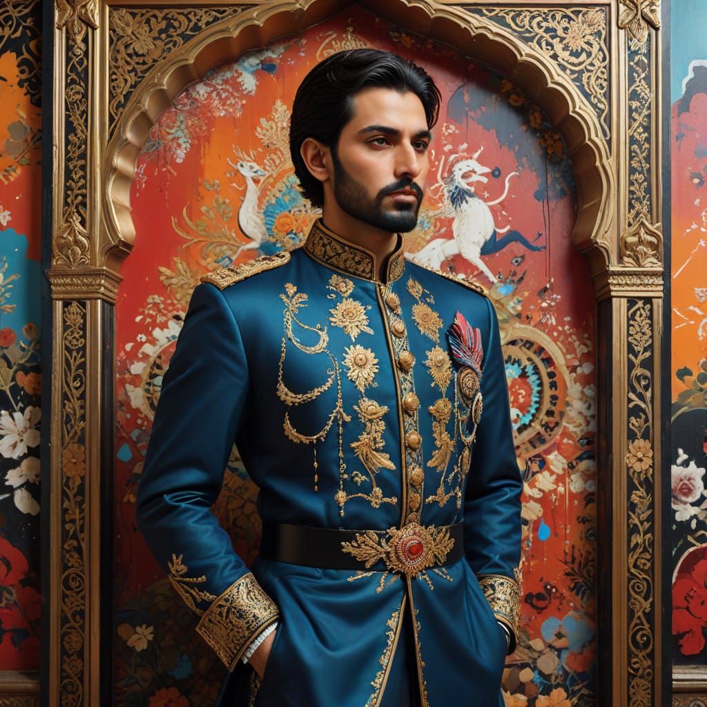 Regal Barbak Shahzada in Mughal Attire, Palace Coup Scene