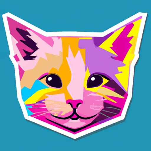 cute smily  cat sticker, wpap style
