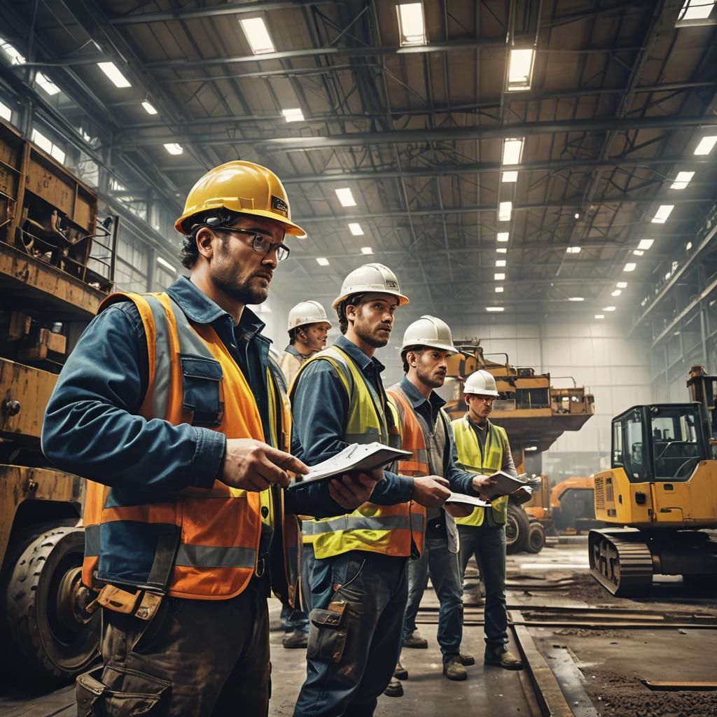 Men Training on Heavy Machinery: Concept Art