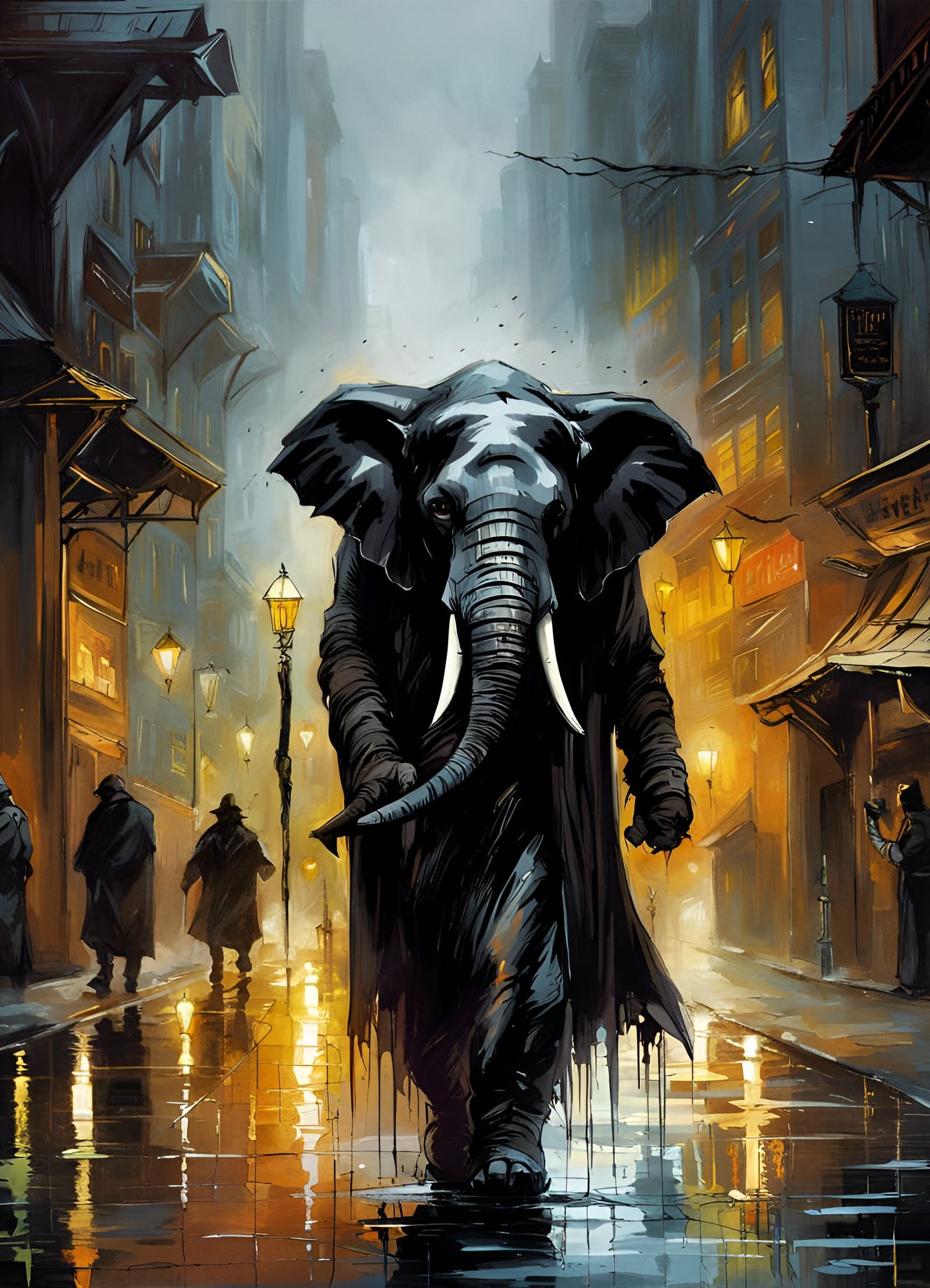 Mysterious Elephant-Humanoid Cloaked in Mist