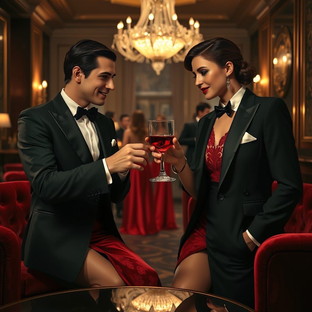 Elegant Couple in Luxurious Lounge Setting
