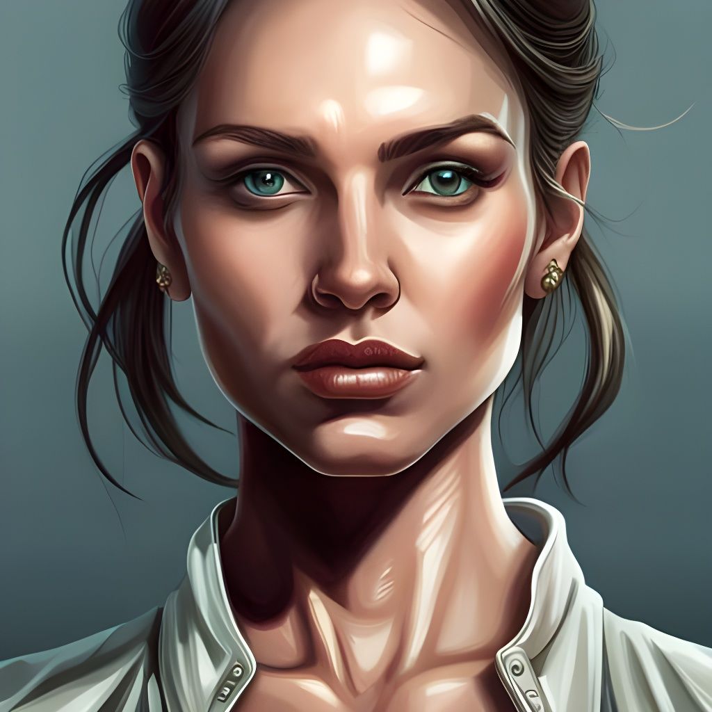 Detailed Portrait of a Young Woman in Comic Style