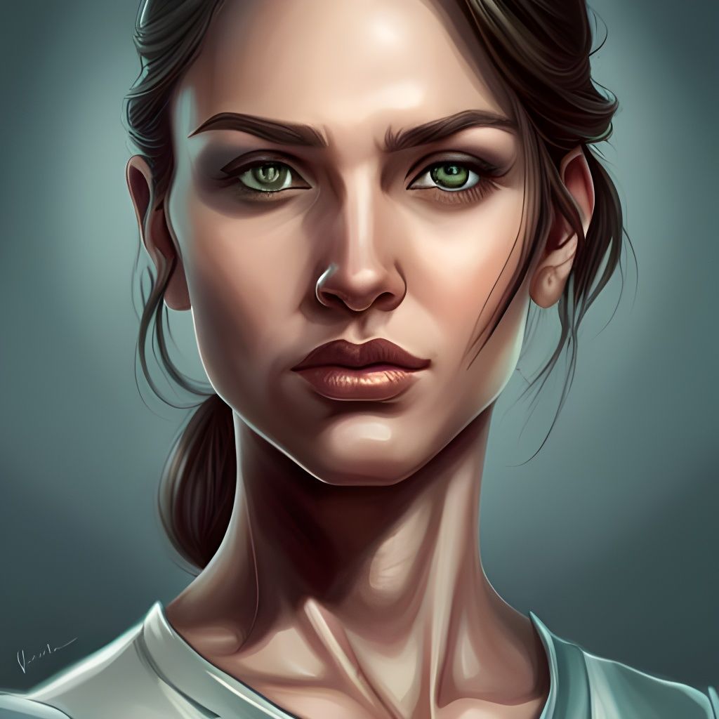 Detailed Portrait of Young Woman in Comic Style