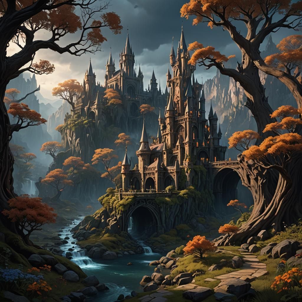 Enchanted Realm: A Dark Fairy Tale Landscape