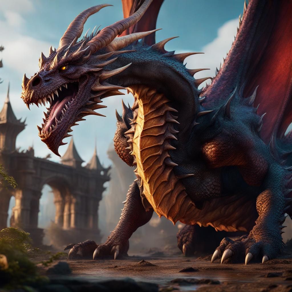 Detailed Dragon Concept Art in Unreal Engine 5