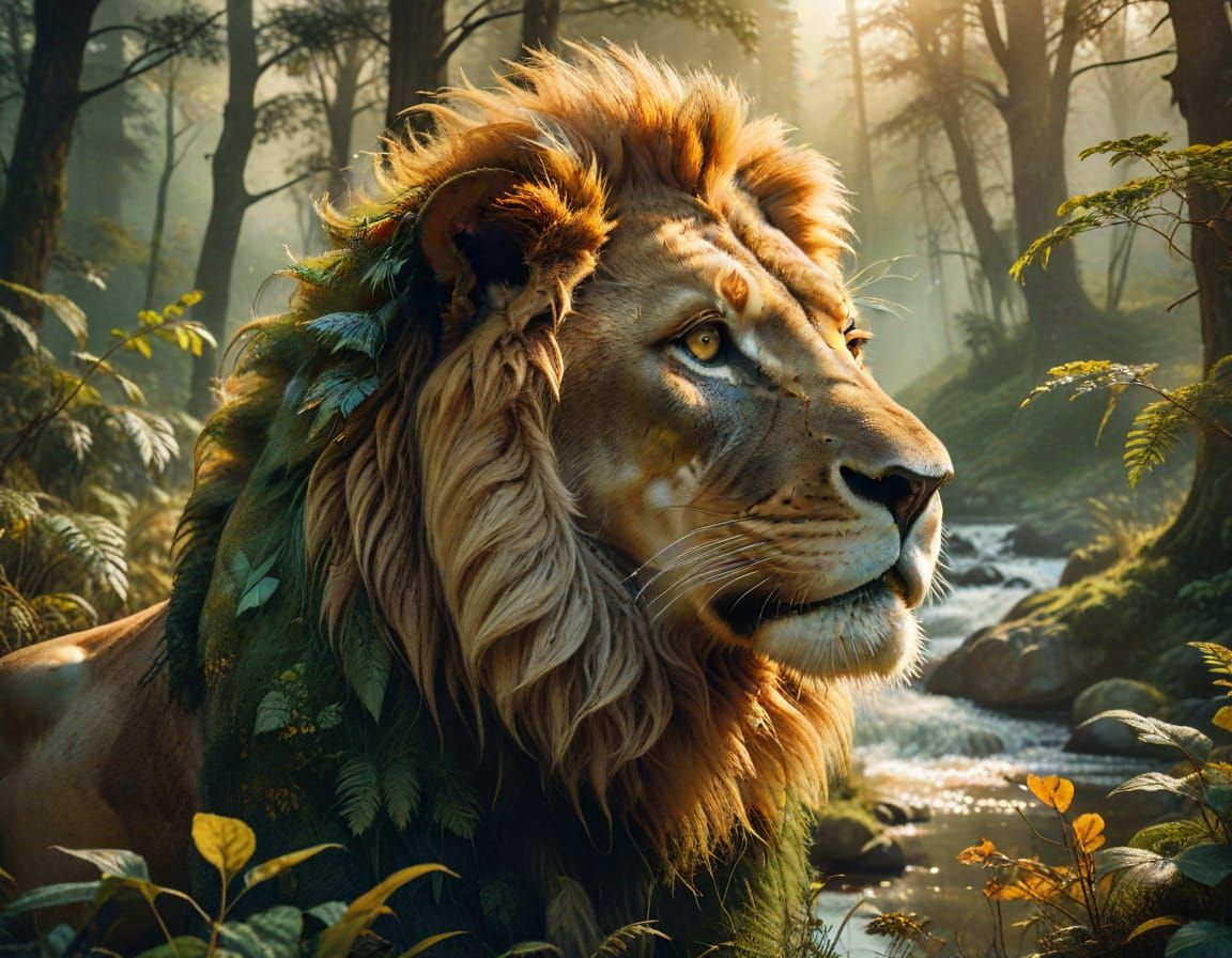 Ethereal Lion of the Golden Hour