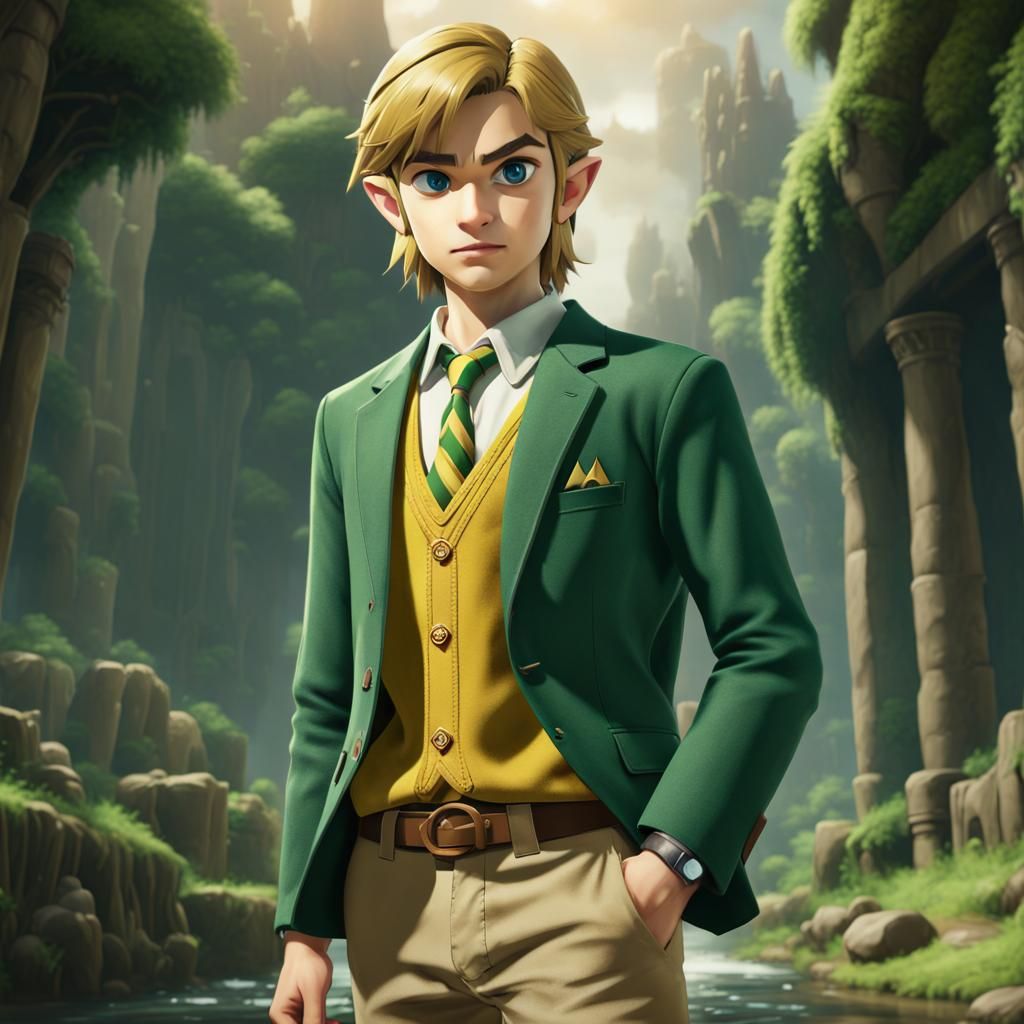 Preppy Link from Zelda in Detailed Matte Painting
