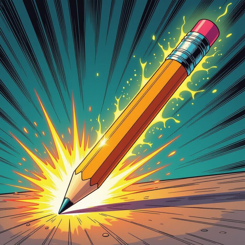 Pencil Transforms with Vibrant Energy in Comic Style