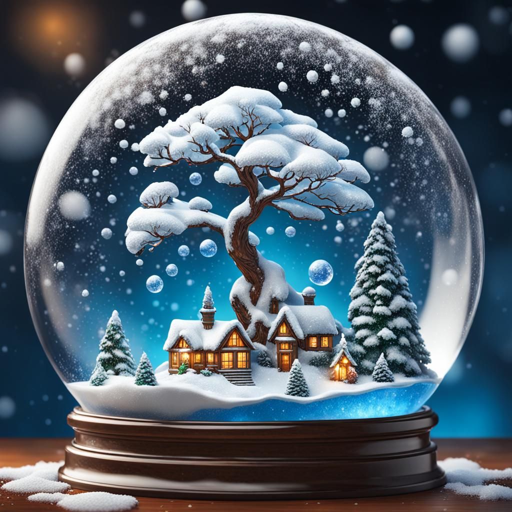 Hyperrealistic Winter Wonderland Snow Globe