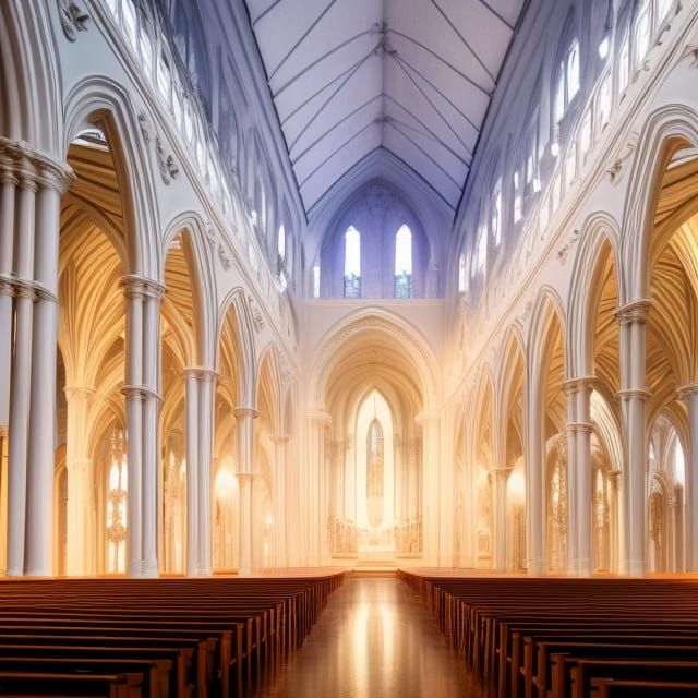 Luminous Sunlight Streams Into Grand Cathedral