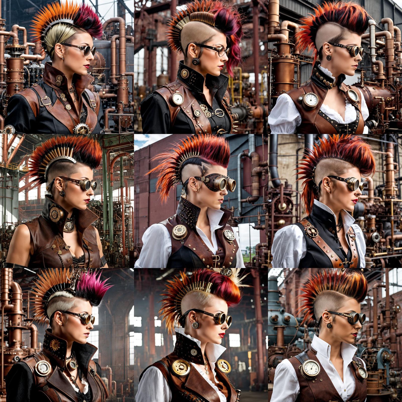 Steampunk Mohawk in a Factory Setting