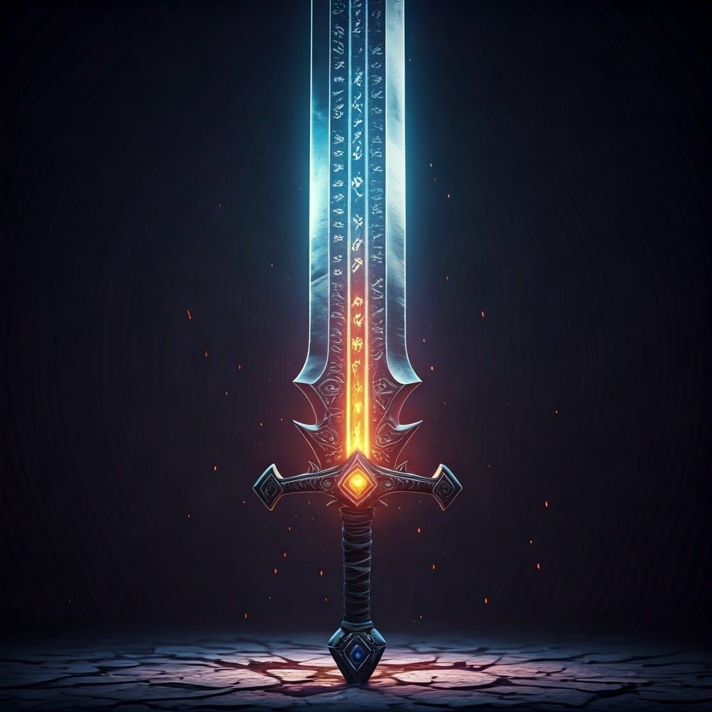 Epic Dark Fantasy Sword of Elemental Power
