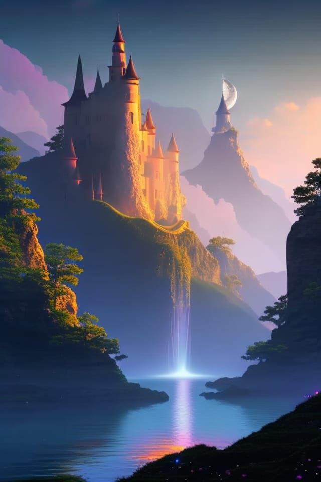 Divine Castle on Golden Hill: Astral Illustration