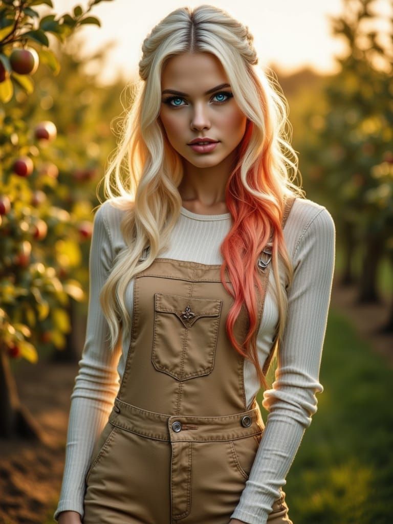 Blonde Woman with Orange Highlights in Apple Grove