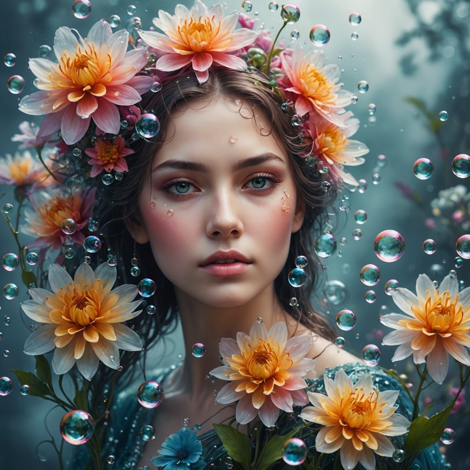 Macro Water Flower Portrait in Fractoluminescence