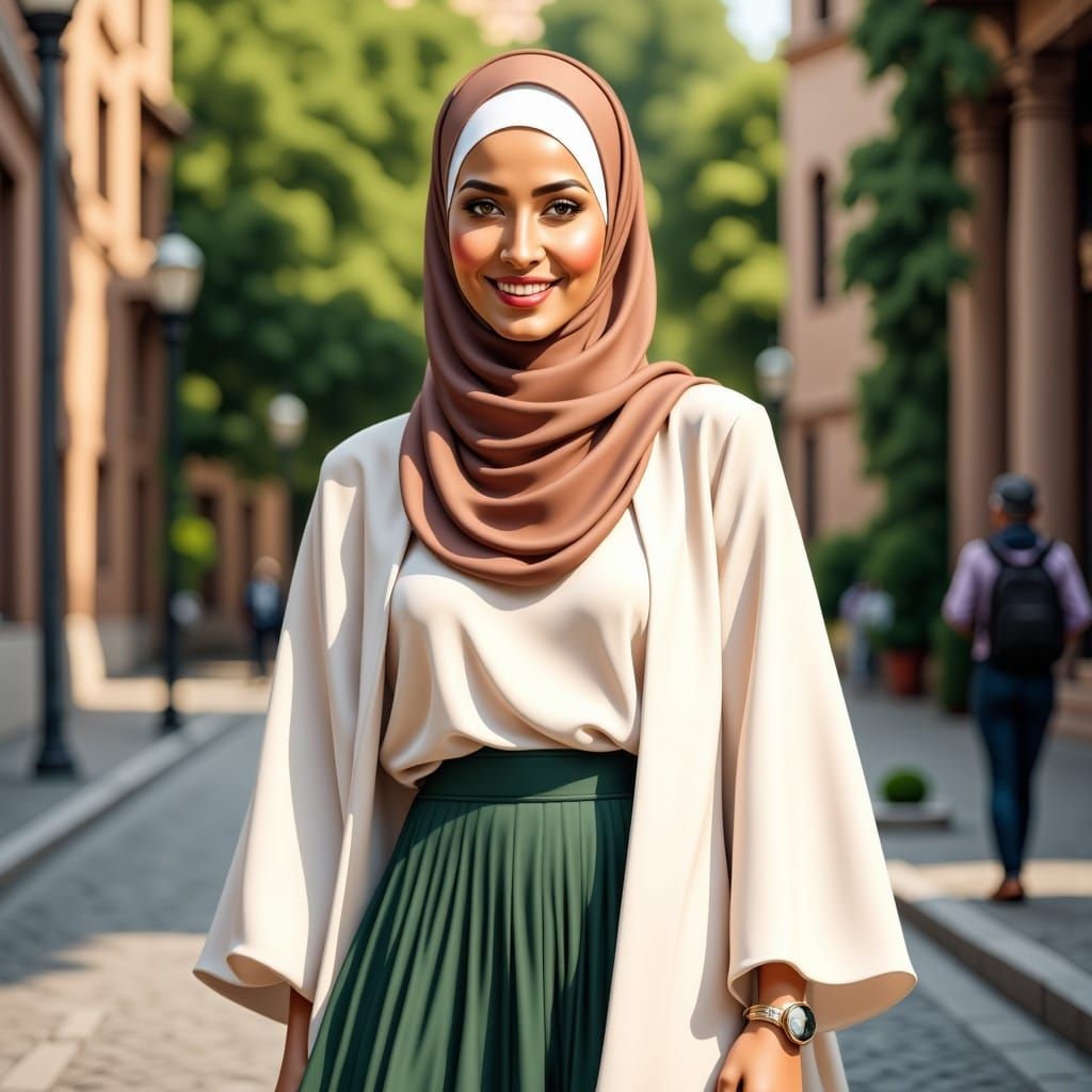 Ethereal Hijabi Woman in Earth Tones