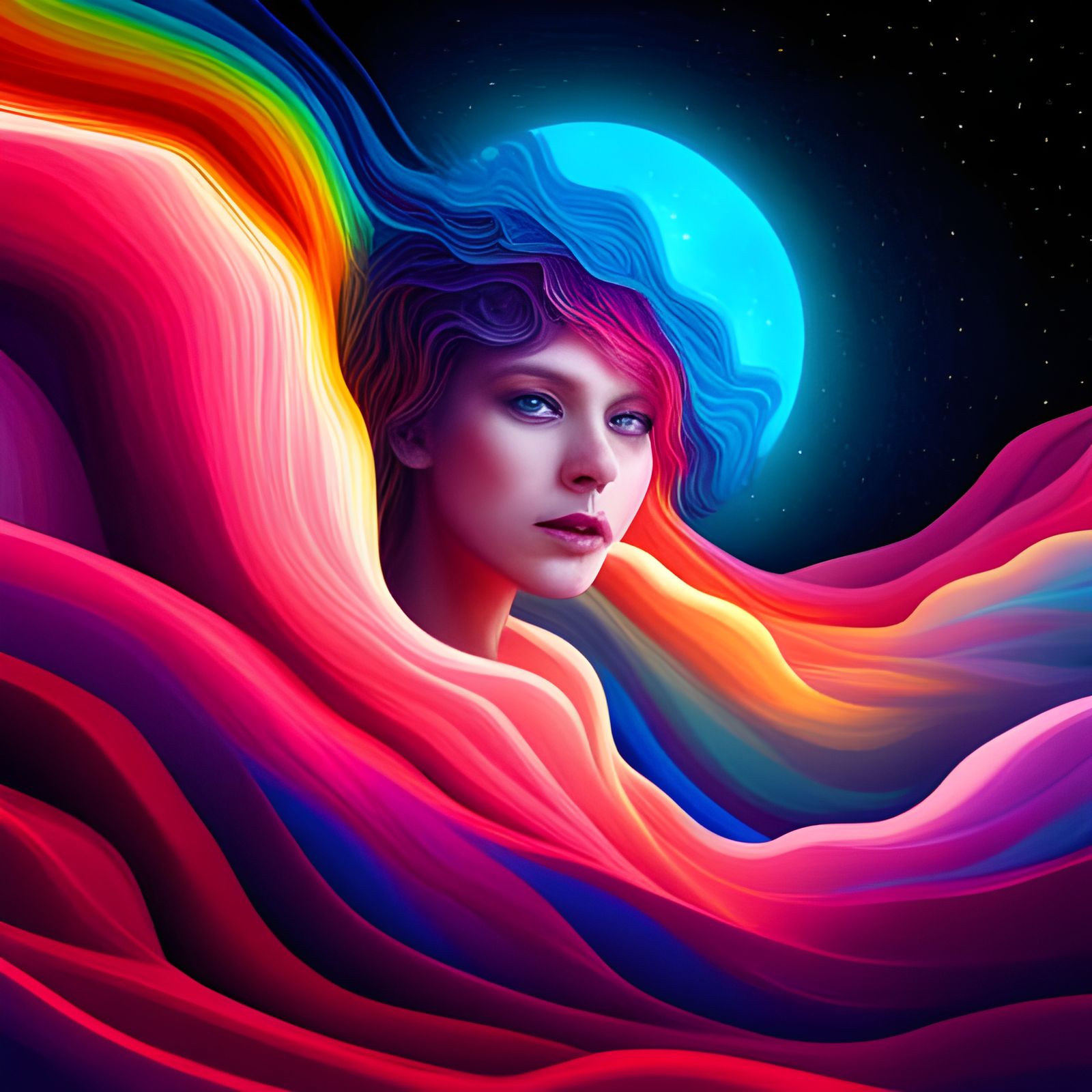 Cosmic Rainbow Holographic Astral Illustration