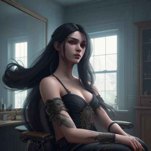 Dramatic Salon Haircut in Detailed 3D Style