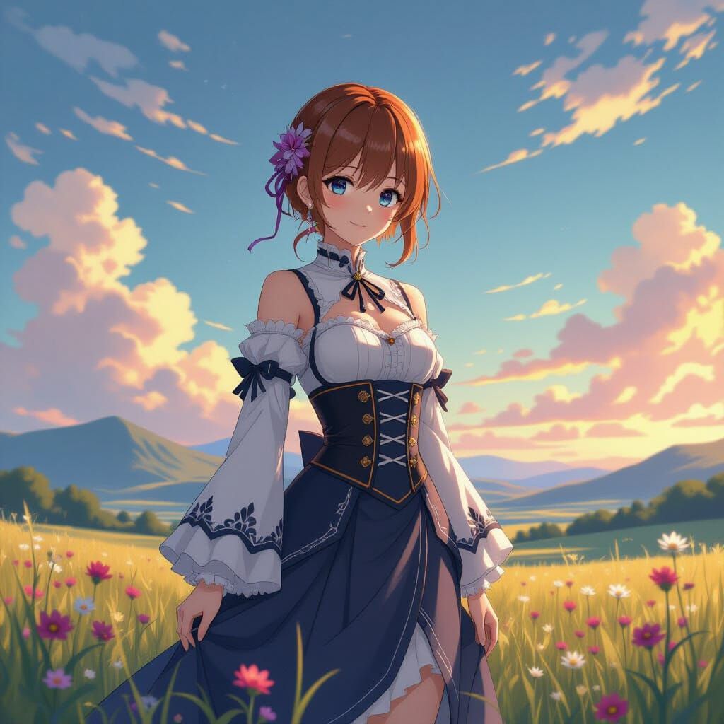 Rem in Elegant Attire Anime Illustration