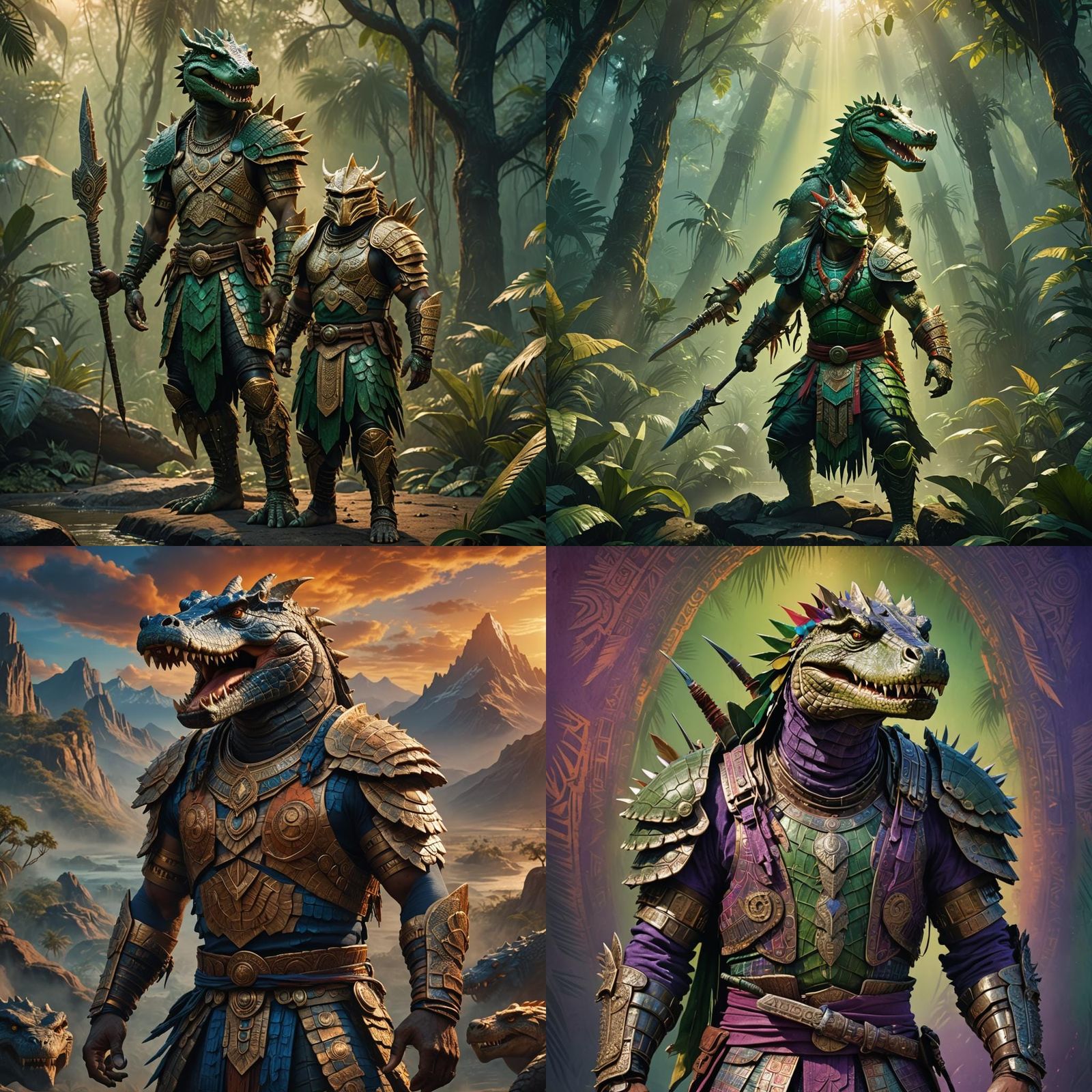 Anthropomorphic Crocodile Warrior in Detailed Matte Painting