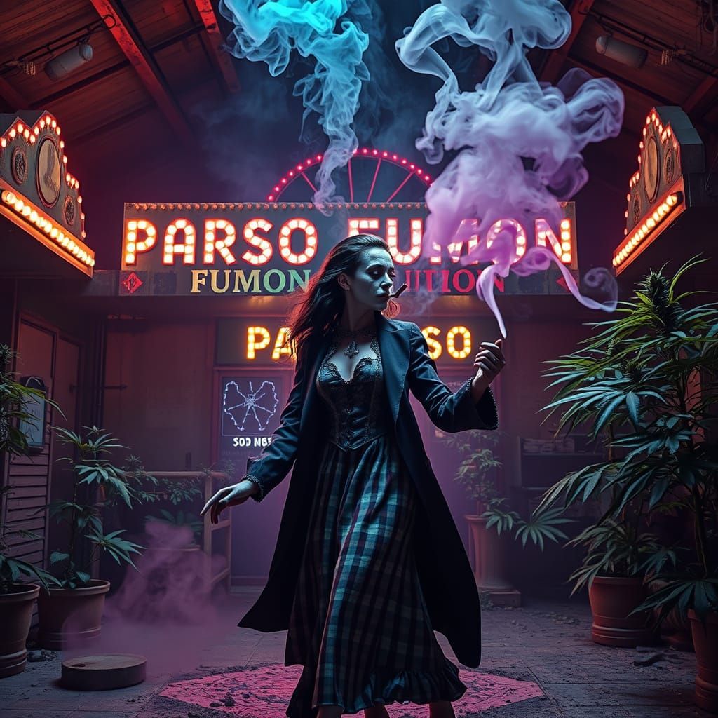 Abandoned Amusement Park in a Surreal Paradise with a Dancin...