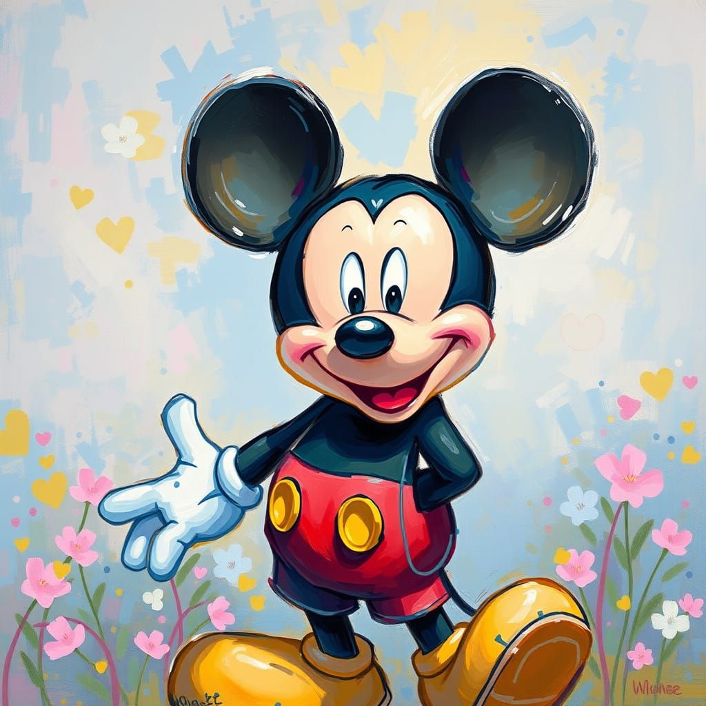 Mickey Mouse Impressionist Oil Painting in Monet Style