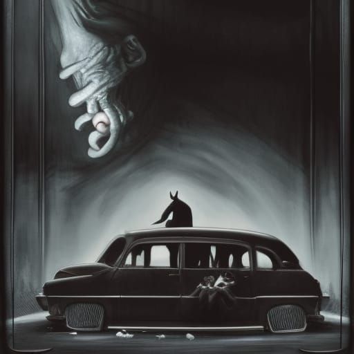 Gangster in Car: Horror Surrealism by Doré