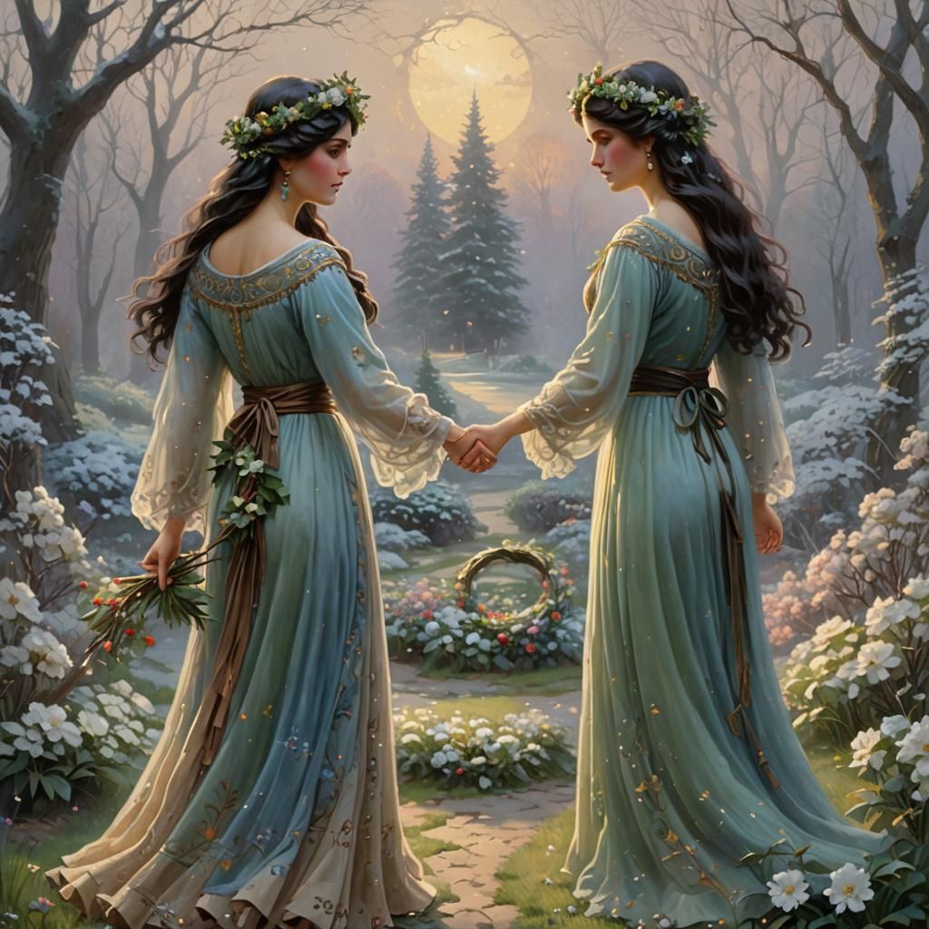 Slavic Goddesses of Winter and Spring in Ethereal Fantasy