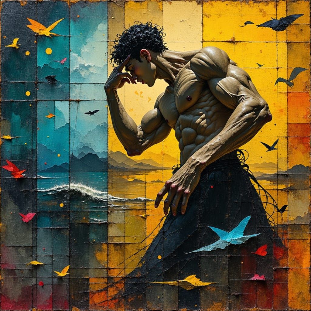 Elegant Gay Man in Surreal Baroque Vortex